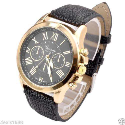 Women's Fashion Geneva Dial Analog Quartz Leather Wrist Watches