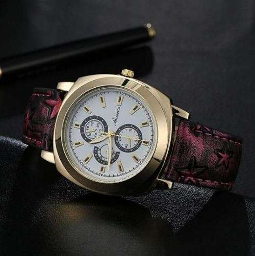 Elegant Mens SEVENS Business Wrist Watch With Leather Strap - BLACK STRAP