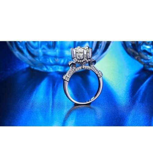 Brilliant Cut Clear Solitaire 5CT Cr.Sim Diamond with Accents   | Size 6-7-8-9