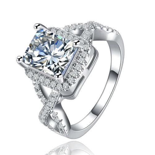 Princess Cut 3.48 Carat Simulated Diamond with Stunning Accent