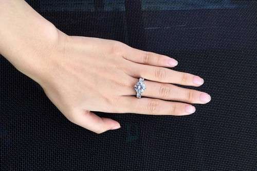 Brilliant Cut Clear Solitaire 5CT Cr.Sim Diamond with Accents   | Size 6-7-8-9