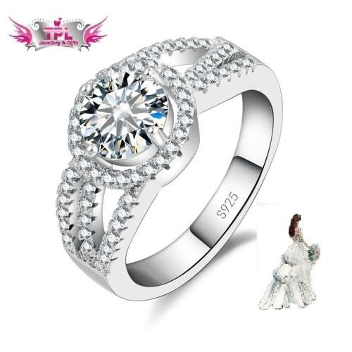 *2999* Breaktaking 2.66CT  Round Brilliant Cut Solitaire Sim Diamond & 56 Accents - Size 9/S/59mm