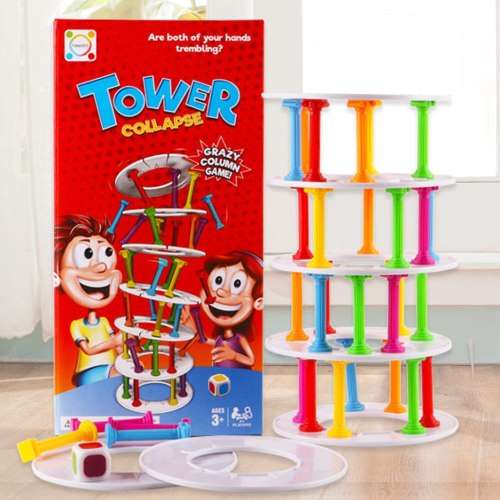 WOBBLY TOWER COLLAPSE -  Game Stacking Column Board games Challenge Funny Game Toy
