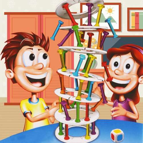 WOBBLY TOWER COLLAPSE -  Game Stacking Column Board games Challenge Funny Game Toy