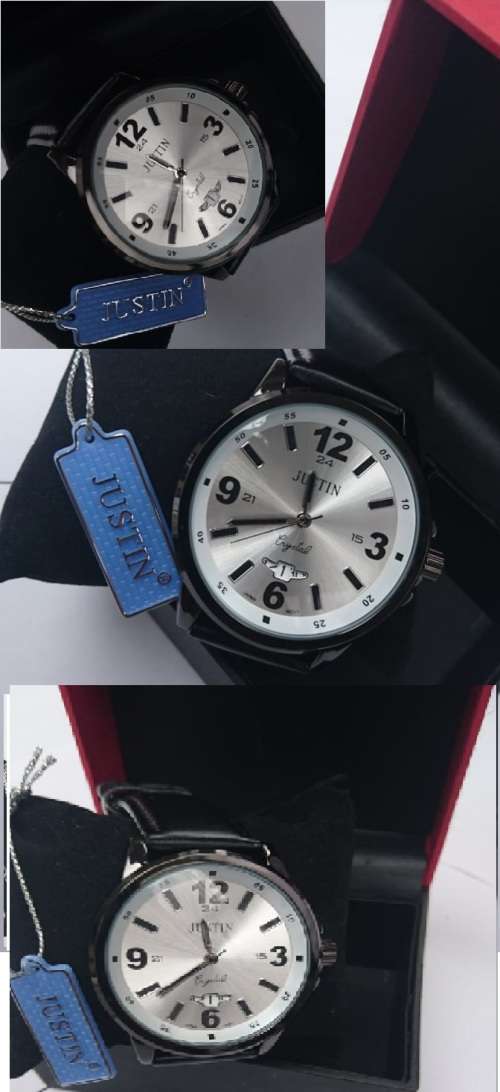 MENS ANALOG QUARTZ USD89 IN GENUINE BLACK LEATHER