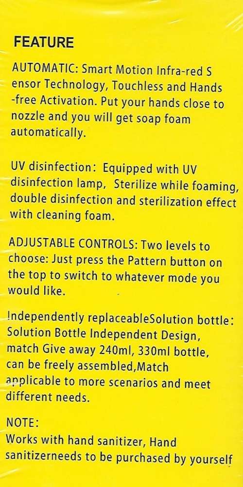 AUTOMATIC HAND SANITIZER DISPENSER -