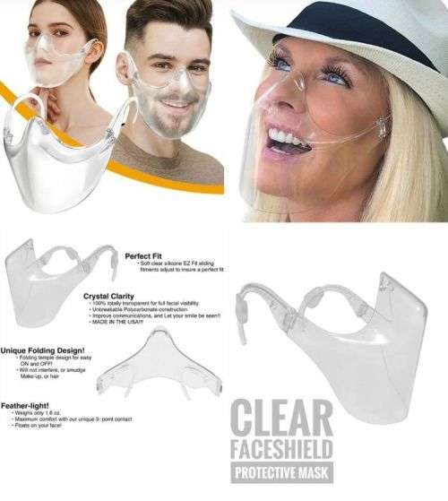 CLEAR FACESHIELD - PROTECTIVE MASK - TWO OPTIONS AVAILABLE
