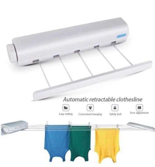 Retractable Clothes line Automatic Telescopic - 5 LINES  - INDOOR & OUTDOOR USE - 3.5 METERS LINES