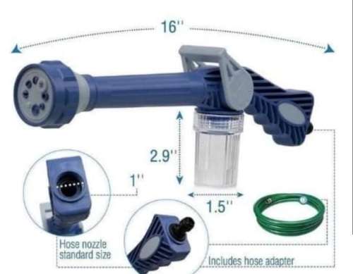 EZ JET WATER CANNON MULTI FUNCTION SPRAY GUN - BUILT IN SOAP DISPENSER - 8 SPRAY SET & 3 WAY CONTROL