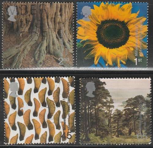 Great Britain Millenium series 2000 `Tree and Leaf` used set of 4 as scan