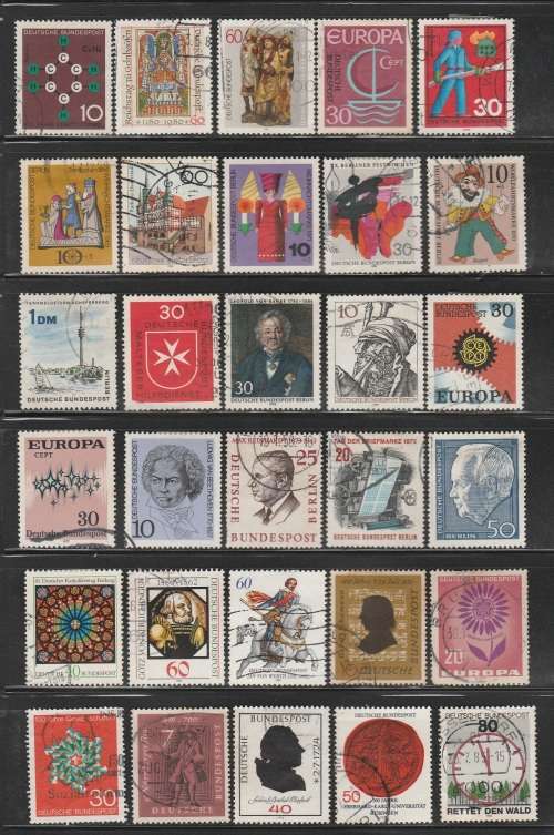 Germany good page lot of 30 used stamps,some have hinge remains on the back as scan E