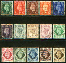Great Britain 1937 - 47 Defins set as scan SG 462 - 475