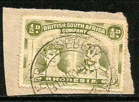 British South Africa Company Half d double head on piece Postmarked Fort Roseberry 31 Aug 1917