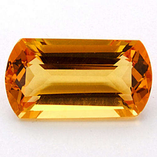 11.45 ct GOLDEN YELLOW BARREL EMERALD CUT  CITRINE Gemstone