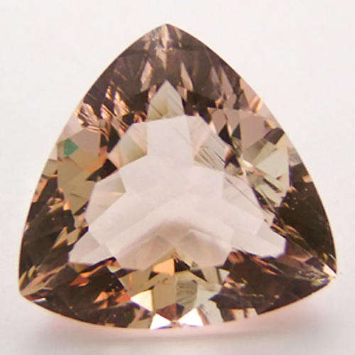 20.77 ct MAGNIFFICENT LIGHT SALMON TRILLION CUT MORGANITE