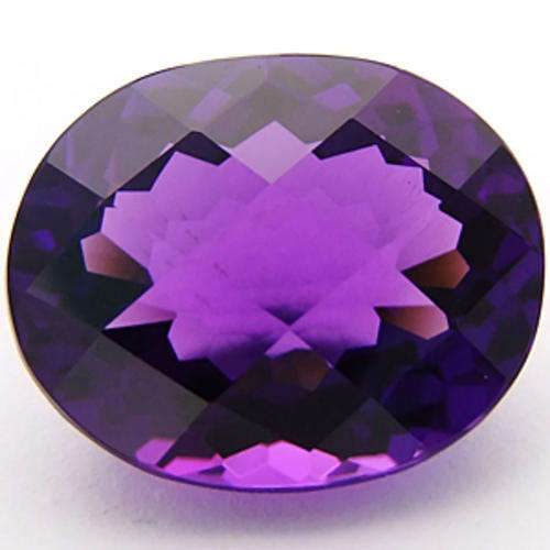 21.29 ct DARK PURPLE AFRICAN OVAL CHECKERBOARD CUT AMETHYST GEMSTONE