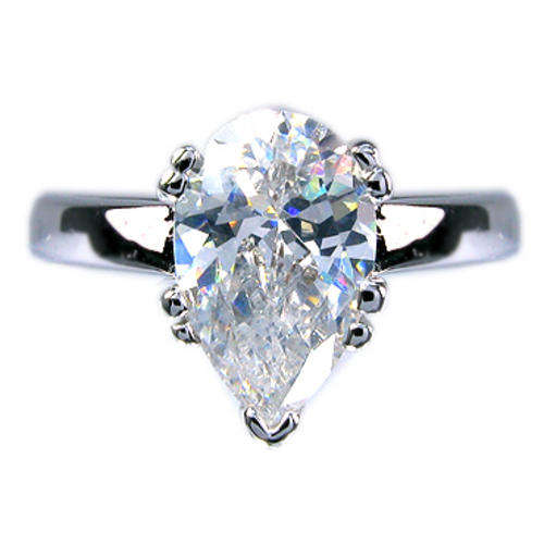 PEAR CUT TOPAZ RHINESTONES WHITE GOLD RING Size 8