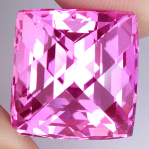20 ct EMERALD CHECKERBOARD CUT TOP AAA PINK TOPAZ BRAZIL