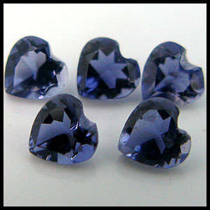 1.12 T ct  NATURAL BLUE IOLITE GEMSTONE HEART SHAPE LOT of 5