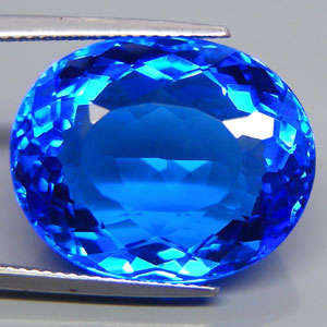 23.68 ct SPECTACULAR OVAL CUT  CORNFLOWER BLUE QUARTZ BRAZIL GEMSTONE