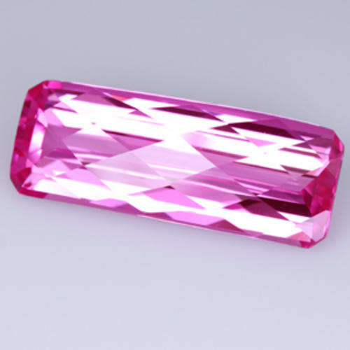PRECIOUS~40.99ct EMERALD CUT CHECKERBOARD TOP PINK TOPAZ BRAZIL