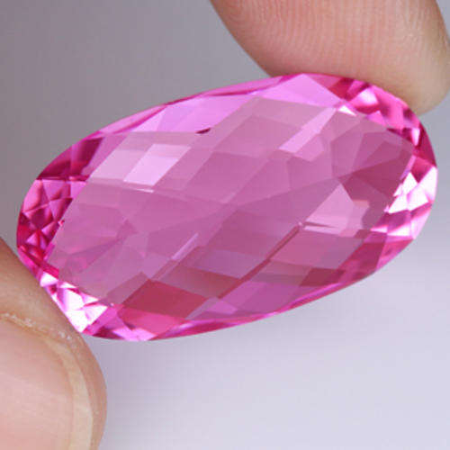 DAZZLING ~22.60 ct.OVAL CHECKED TOP HOT PINK TOPAZ BRAZIL