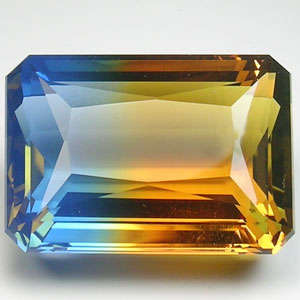 23.00 ct RAVISHING ORANGE &  BLUE SCISSOR EMERALD CUT QUARTZ GEMSTONE