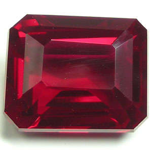 12.65 ct AMAZING BLOOD RED EMERALD CUT  RUBY  GEMSTONE