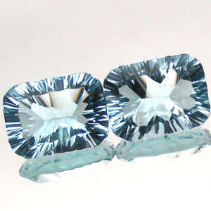 ** PAIR ** 37.80 ct  AQUAMARINE  BLUE QUARTZ OCTAGON MILLENNIUM CUT GEMSTONES