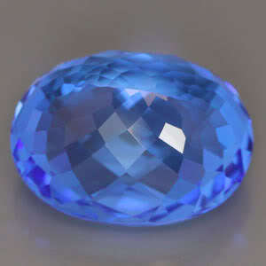 35.65 ct EXCELLENT CORNFLOWER BLUE OVAL CHECKERBOARD QUARTZ  Gemstone