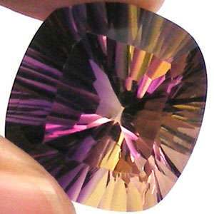 25.79 ct  PURPLE & GOLDEN AMETRINE CUSHION CUT - PERFECT  Gemstone