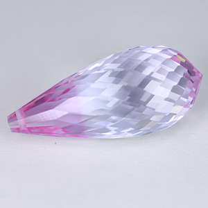EXTREMELY RARE 24.98 ct PINK & WHITE BRIOLETTE DRILL TOPAZ Gemstone