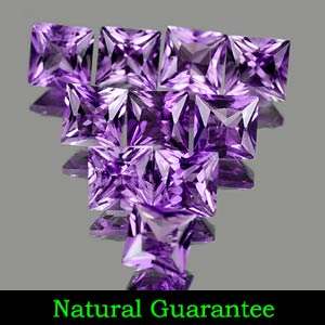 2.93 ct. 10 Pcs. Princess Cut Natural Violet Amethyst Gemstones