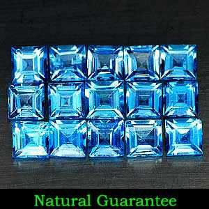 2.54 ct 15 Pcs. Square Natural Swiss Blue Topaz Gemstones