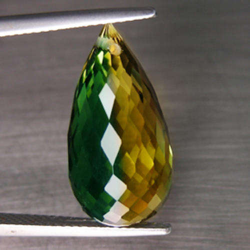 BEAUTIFUL 12.5 ct YELLOW & GREEN BRIOLETTE CUT  QUARTZ  Gemstone