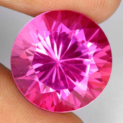 17.56 ct OUTSTANDING PINKISH RED ROUND DIAMOND CUT TOPAZ Gemstone