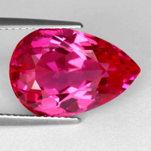 11.93 ct EXCEPTIONALLY TOP RASPBERRY PEAR CUT TOPAZ Gemstone