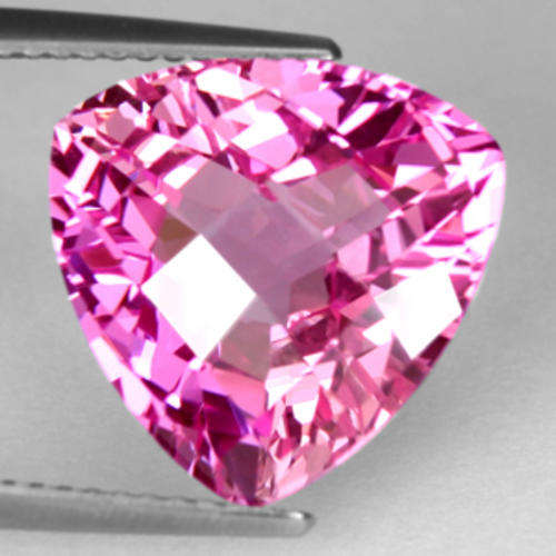 10.09 ct SPARKLING PINK TRILLION CHECKERBOARD CUT TOPAZ Gemstone