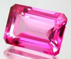 7.30 ct BEAUTIFUL FLAMINGO PINK EMERALD CUT TOPAZ Gemstone