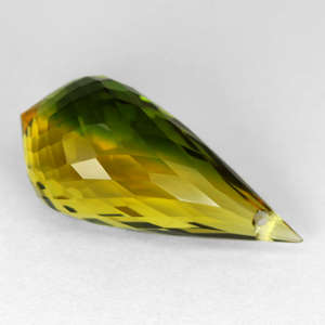 14.88 ct EXCEPTIONAL GREEN & YELLOW QUARTZ BRIOLETTE Gemstone