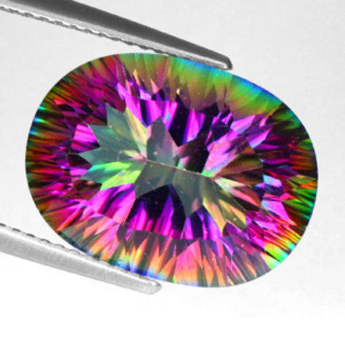 9.1 ct SPARKLING OVAL CONCAVE RAINBOW COLOUR MYSTIC TOPAZ Gemstone