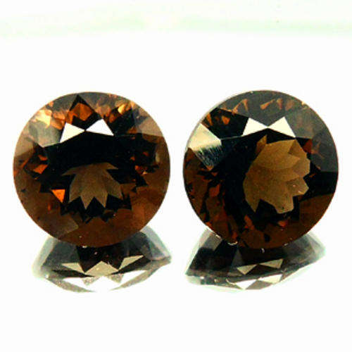 12.61 ct  PAIR *MARVELOUS NATURAL ROUND CUT SMOKY QUARTZ Gemstone