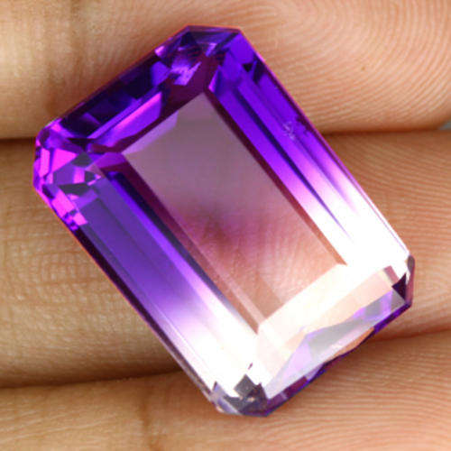 14.80 ct TOP LUSTER WHITE-& PURPLE EMERALD CUT AMETRINE Gemstone
