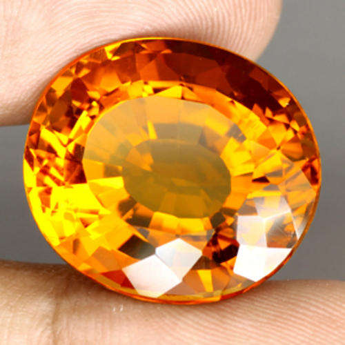 21.05 ct OUTSTANDING GOLDEN YELLOW OVAL CUT CITRINE GEMSTONE