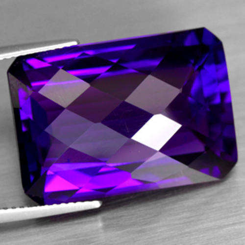 HUGE 30.92 ct REGAL TOP PURPLE EMERALD CUT AMETHYST Gemstone