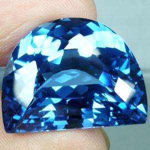 HUGE 26.60 ct SPARKLING BLUE HALF MOON CUT TOPAZ GEMSTONE  Gemstone