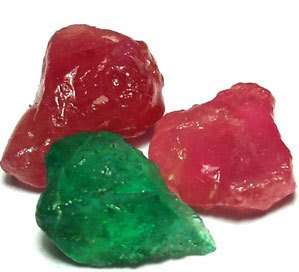 7.1 ct 3 pcs 100% Natural Mined Rough Ruby and Green Apatite  Gemstones