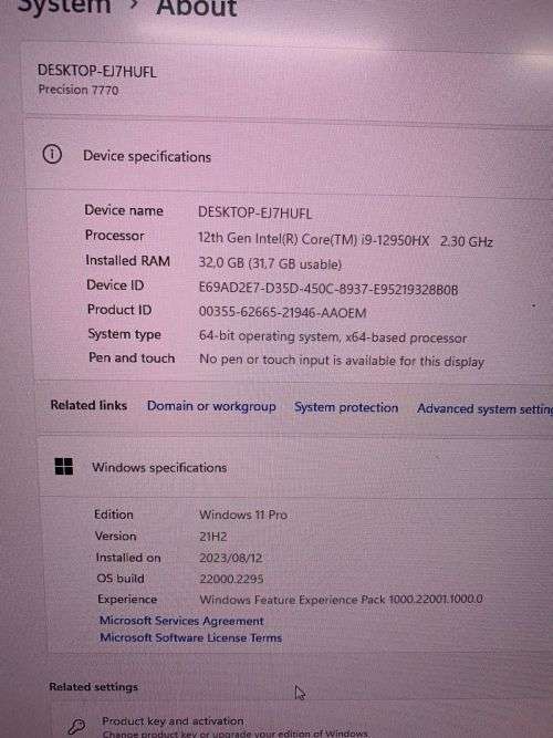 Dell Precision  7770 i9 12950HX / 32GB / 2TB SSD / 17.3` FHD Display