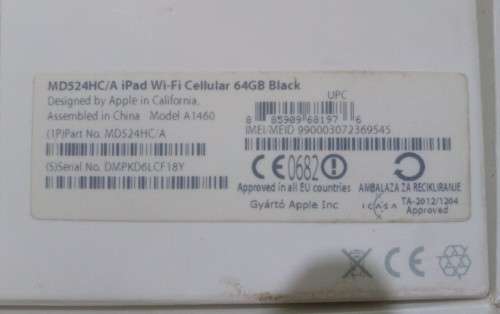 Apple IPad 4 10" 64GB with wifi and cellular