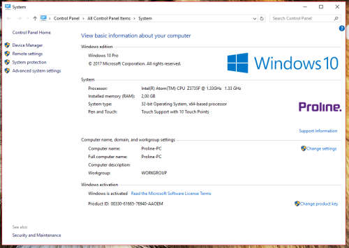 Proline H102135IW 10'' 32GB Windows 10 Pro Tablet